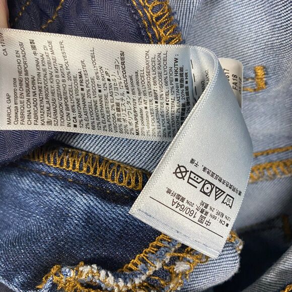 Gap Jeans Womens 24 Blue True Skinny Medium Wash Mid Rise Raw Hem Distressed - Picture 9 of 11